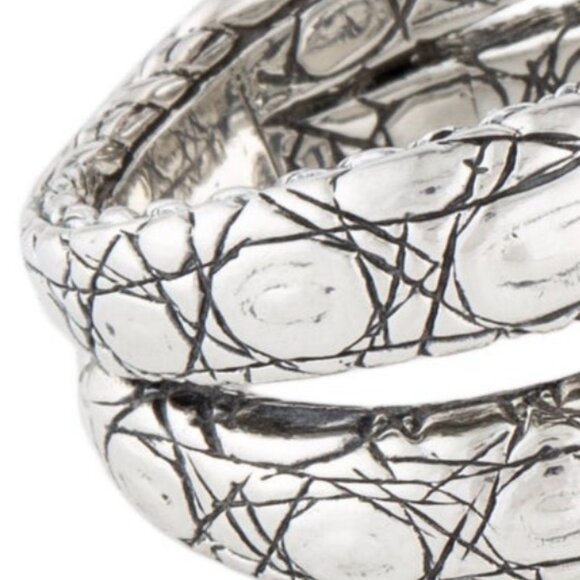 JOHN HARDY STERLING SILVER DYED CHALCEDONY & PYRITE CROCODILE JAI COCKTAIL RING - Picture 7 of 13